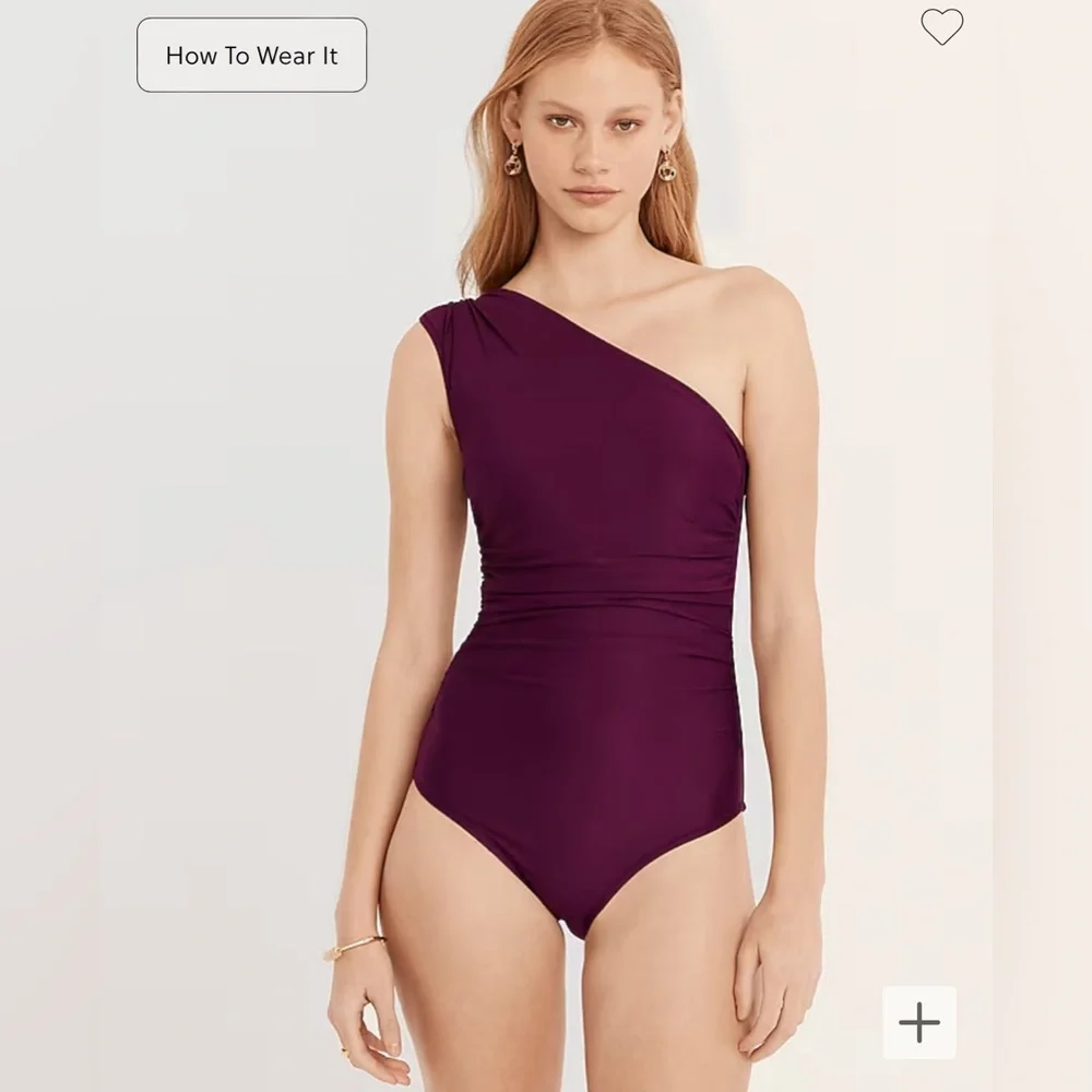 J. Crew NWT Ruched‎ One-Shoulder One-Piece - Purple Iris